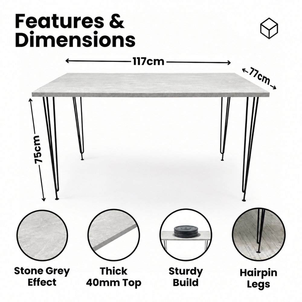 Kosy Koala Light Stone Grey Rectangular Dining Table Image 9