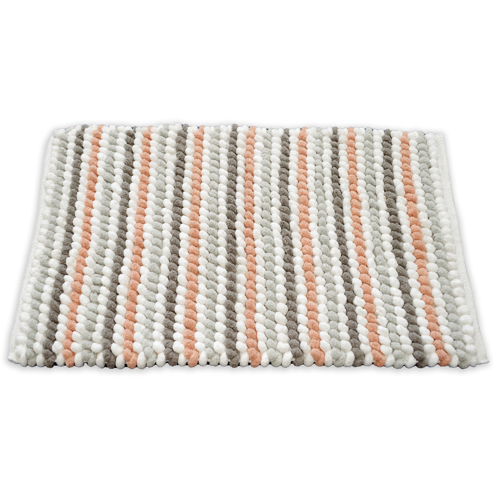 Allure Bath Fashions Blush Pink Striped Chunky Bobble Bath Mat 50 x 80cm Image 1