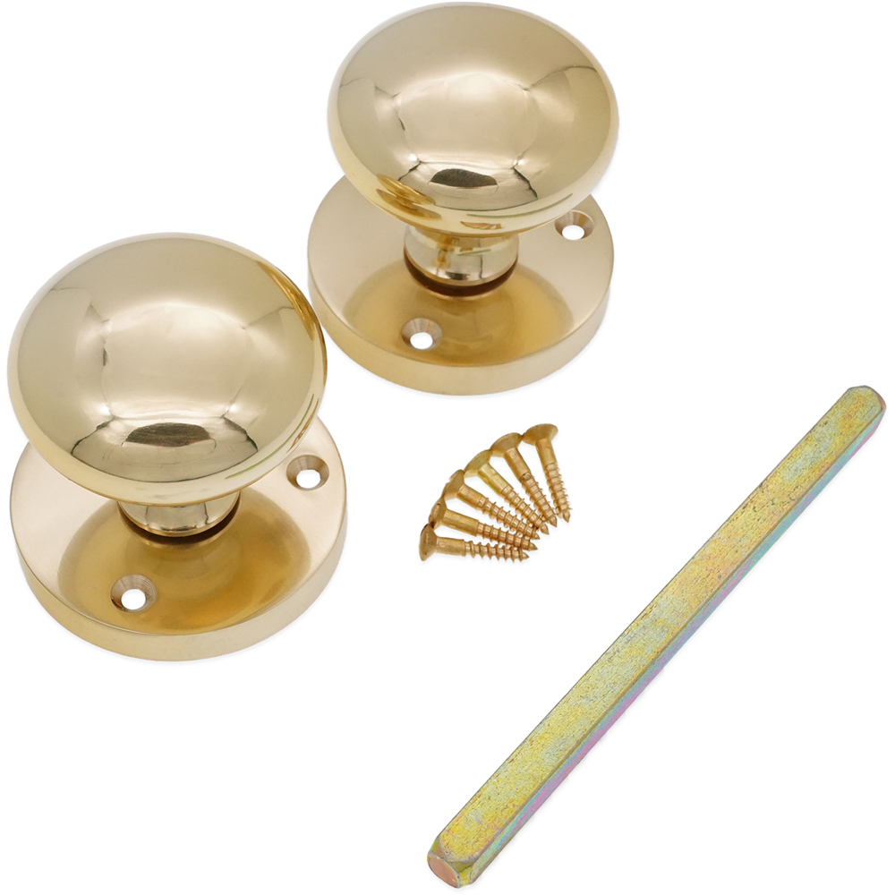 Spira Brass Polished Brass Victorian Mortice Door Knob 2 Pack Image 4