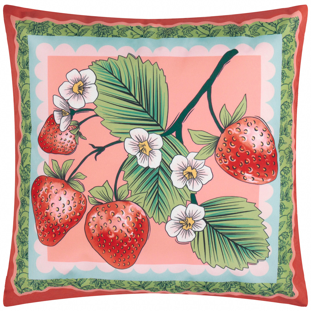 furn. Anemone Multicolour Strawberries Printed Polyester Filled Outdoor Cushion 45 x 45cm Image 1