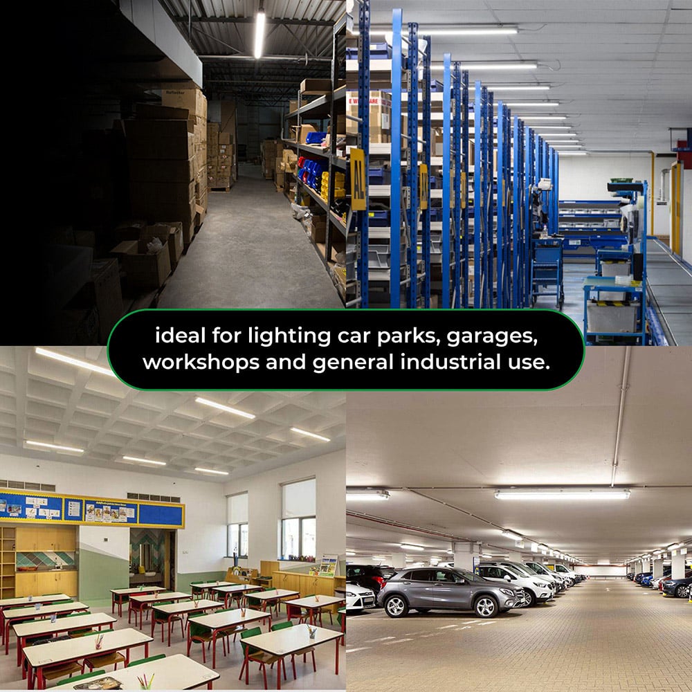 ENER-J 40W 4000K 4800 Lumen Non Corrosive LED Batten Fitting Light 120cm 2 Pack Image 6