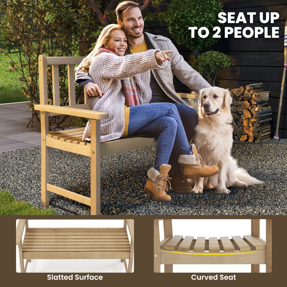 Costway Teak Wood Garden Bench Image 7