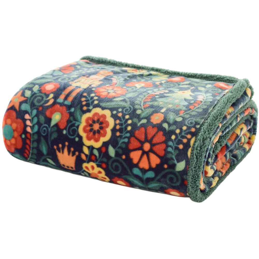 Deyongs Navy Folkloric Nutcracker Christmas Throw 130 x 170cm Image 1