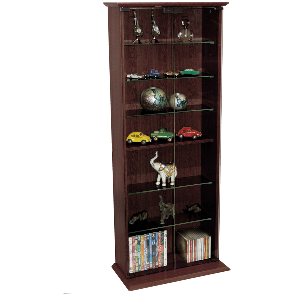 Watsons Boston Dark Oak 7 Shelf CD Book and Collectable Display Cabinet Image 4