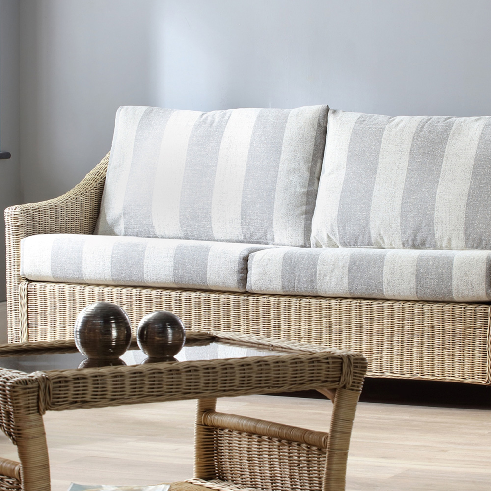 Desser Furniture Dijon 3 Seater Natural Rattan Athena Stripe Sofa Image 3