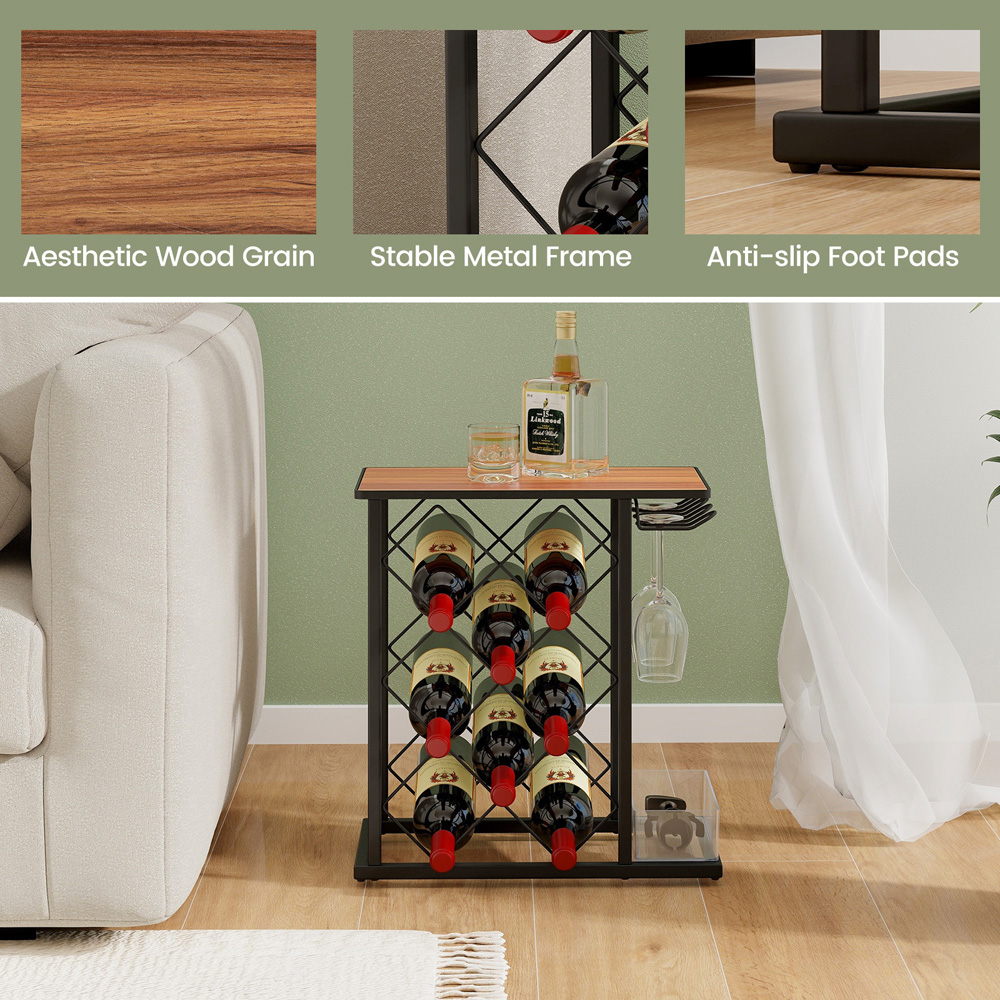Costway 8 Bottle Countertop Wine Rack with Storage Image 5