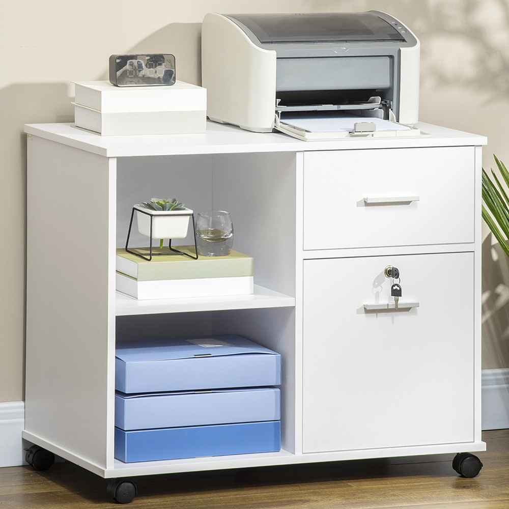 Portland White 2 Drawer 2 Shelf Multipurpose Printer Stand Image 1