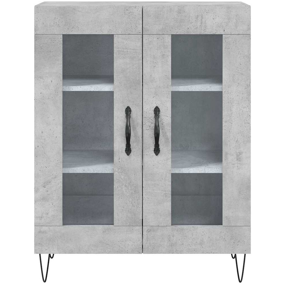 vidaXL 2 Glass Door 3 Shelf Concrete Grey Highboard Image 8