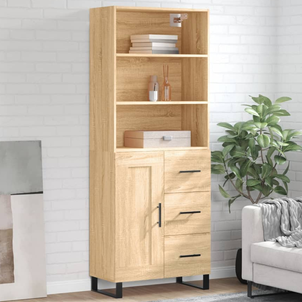 vidaXL Single Door 3 Drawer 3 Shelf Sonoma Oak Highboard Image 1