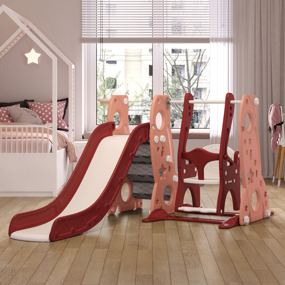 Living and Home Kids 4 in 1 Swing and Slide Set with Basketball Hoop Image 2