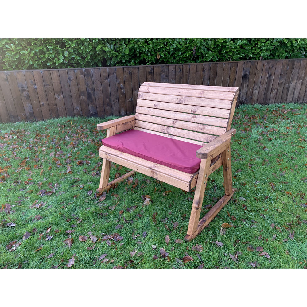 Charles Taylor 2 Seater Rocker Bench with Red Cushions Image 3