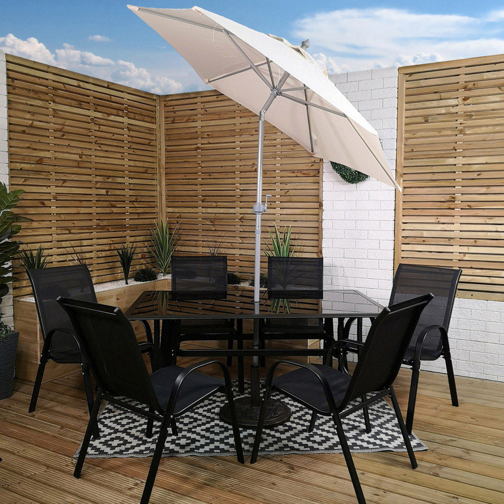 Samuel Alexander 6 Seater Rectangular Outdoor Dining Set with Cream Parasol Image 7