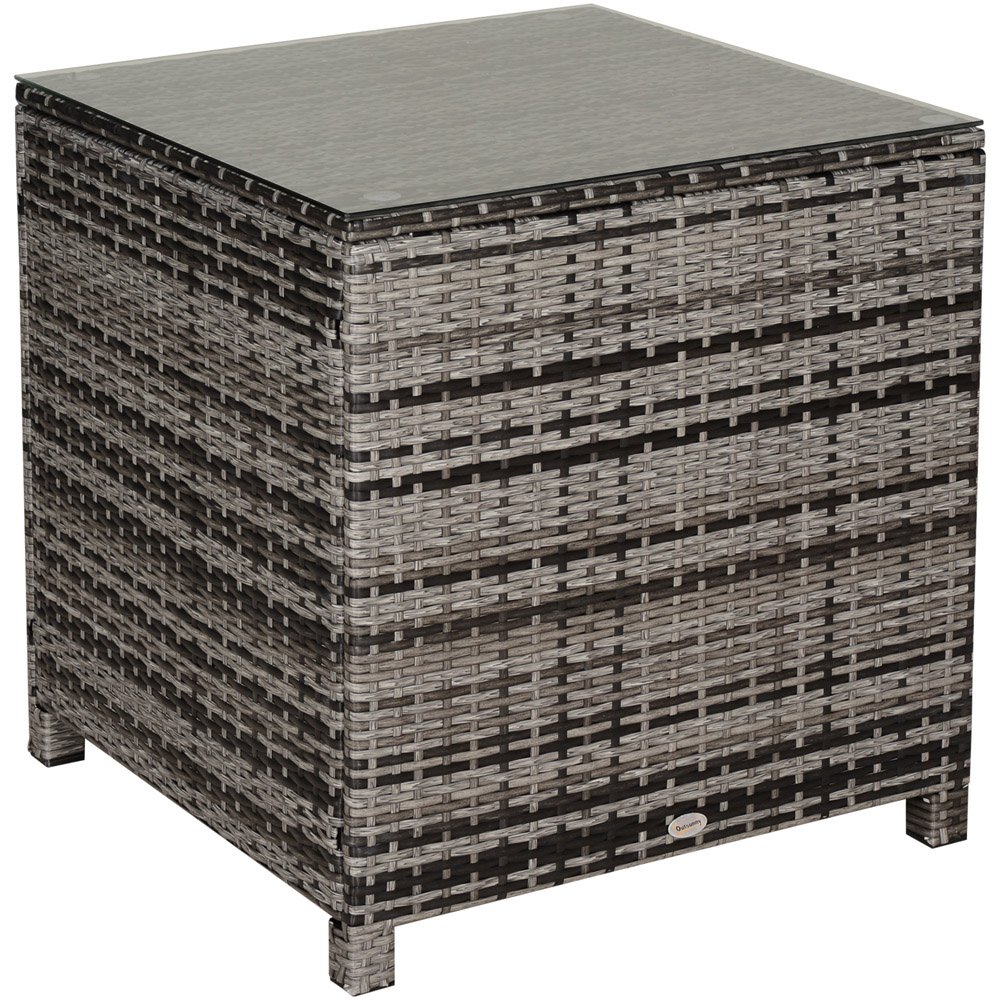 Outsunny Grey Rattan Side Table Image 2