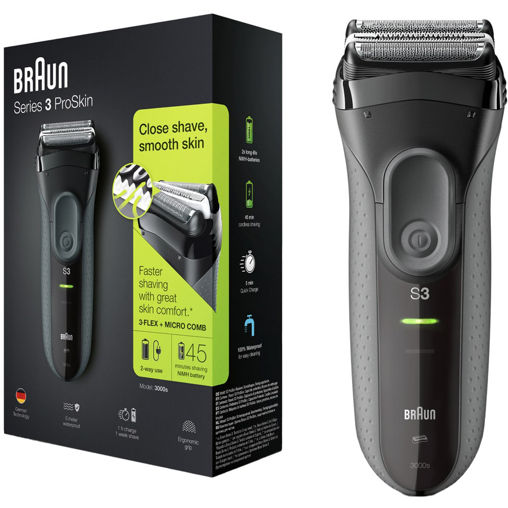 Braun Series 3 ProSkin 3000s Black Rechargeable Electric Razor Image 3
