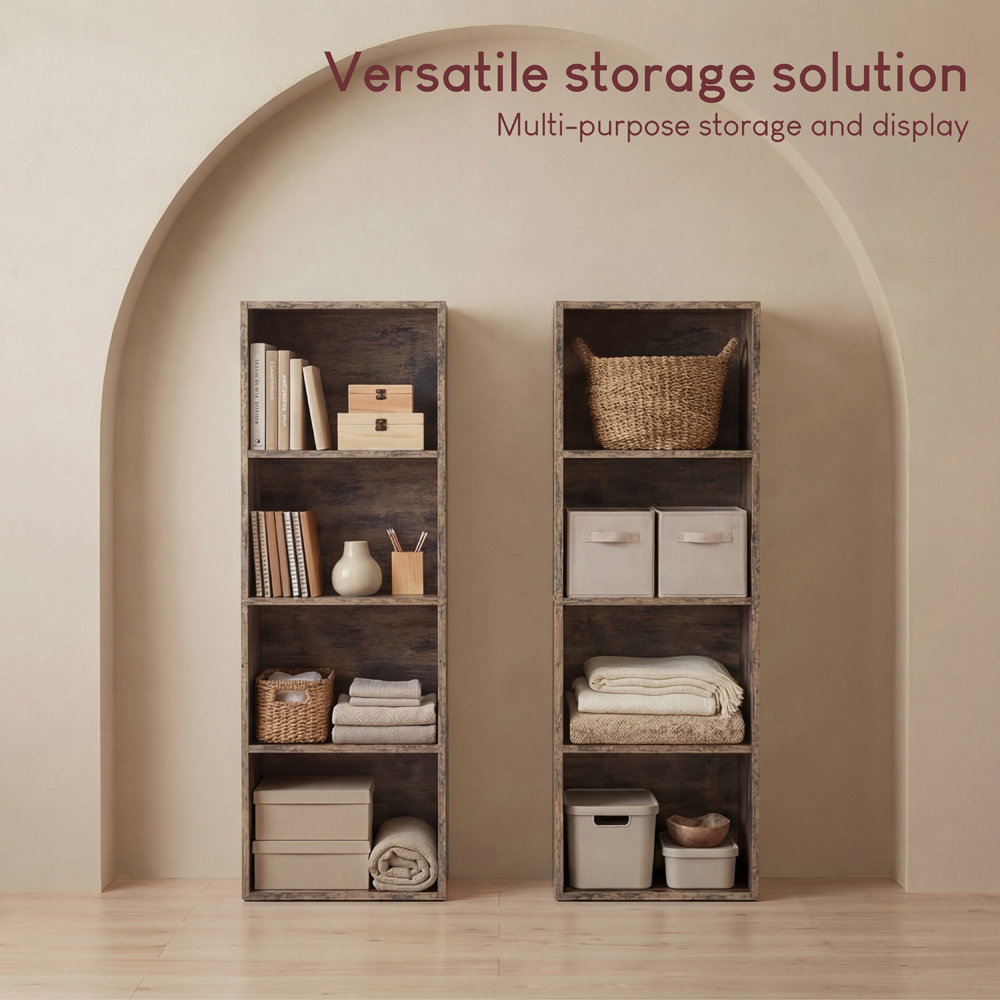 VIDA DESIGNS Oxford 4 Shelf Dark Wood Cube Bookcase Image 4