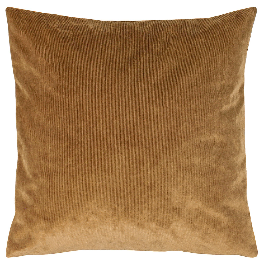 furn. Camden Tan Micro Cord Velvet Cushion Image 1