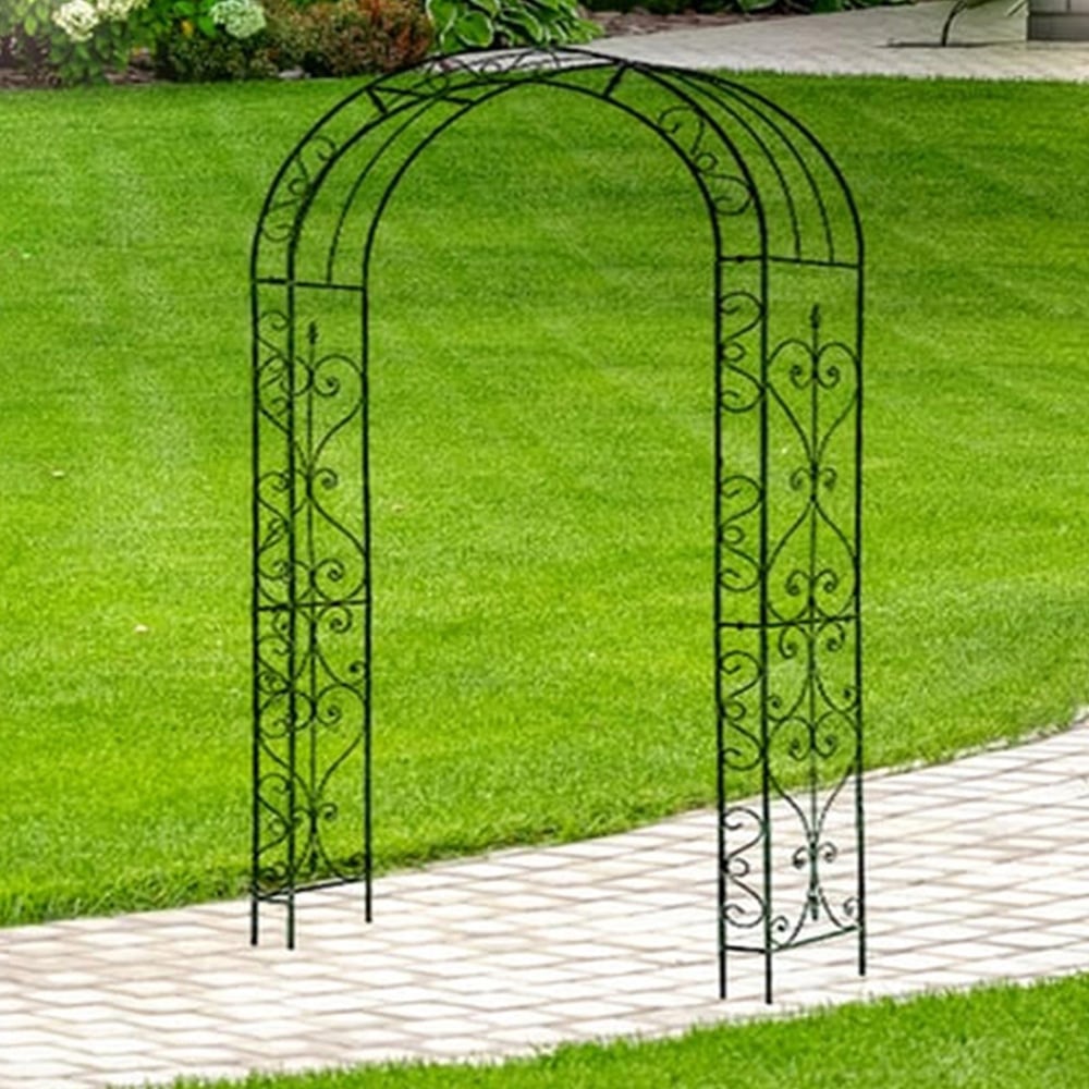 Gr8 Garden Black Metal Patio Rose Arbour Archway with Trellis Image 1