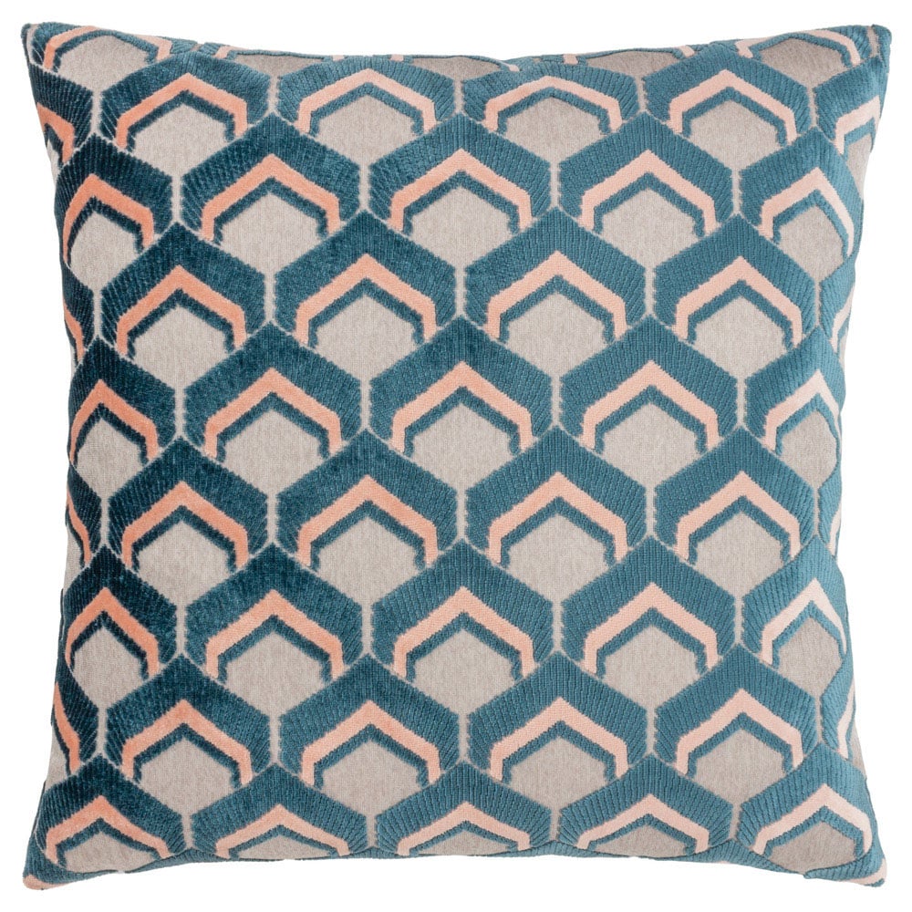 Paoletti Ledbury Smoke and Rose Velvet Jacquard Cushion Image 1