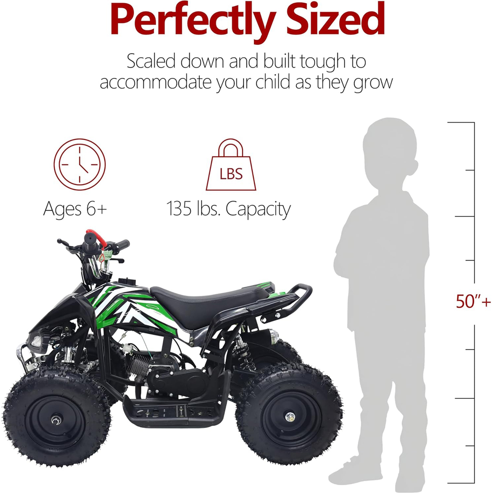 Alivio Kids Green 49cc 2-Stroke Engine Mini Petrol Quad Bike with Disc Brakes 1.8L Image 8