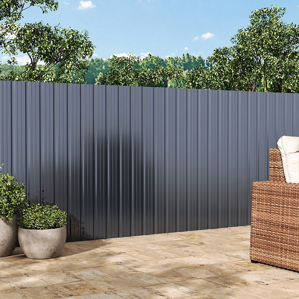 Living and Home 12 Piece Grey Zinc Steel Corrugated Pre Drilled Roof Panel 45 x 115cm Image 2