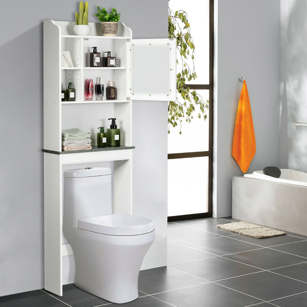 Costway White Bathroom Storage Shelf Image 5