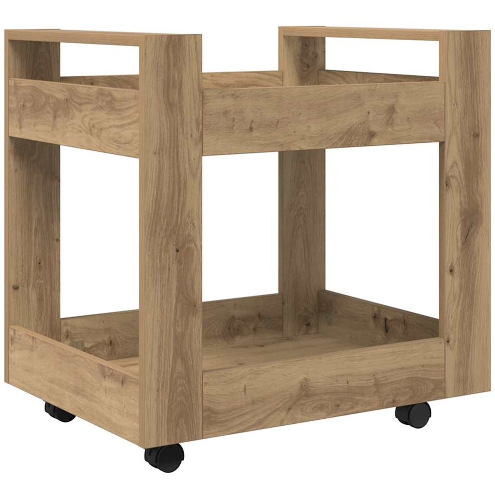 vidaXL 2 Shelf Artisan Oak Wooden Desk Trolley Image 2