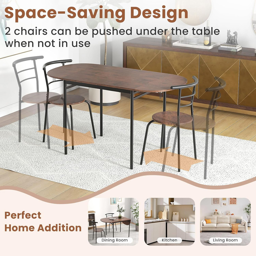 Costway 4 Seater Foldable Dining Set Rustic Brown Image 8