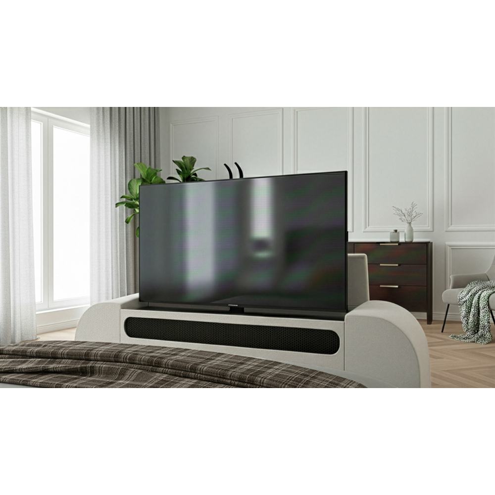 Webb Daniels MediaMax Small Double Natural Fabric Ottoman Media TV Bed with 4.1 Soundbar Image 6