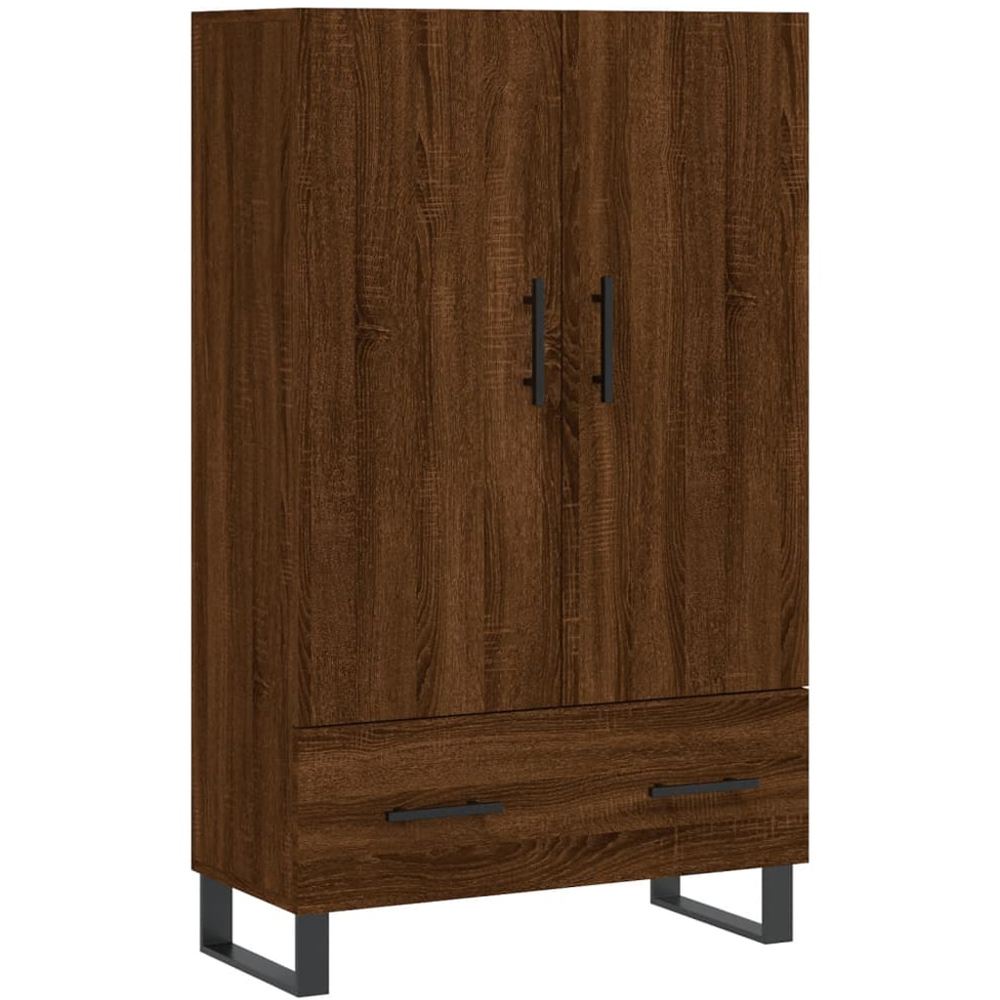 vidaXL 2 Door Single Drawer Brown Oak Highboard Image 2