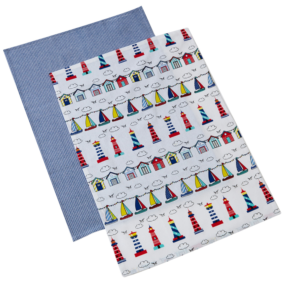 Highlands Homeware Nautical Kitchen Towel 2 Pack Image 1