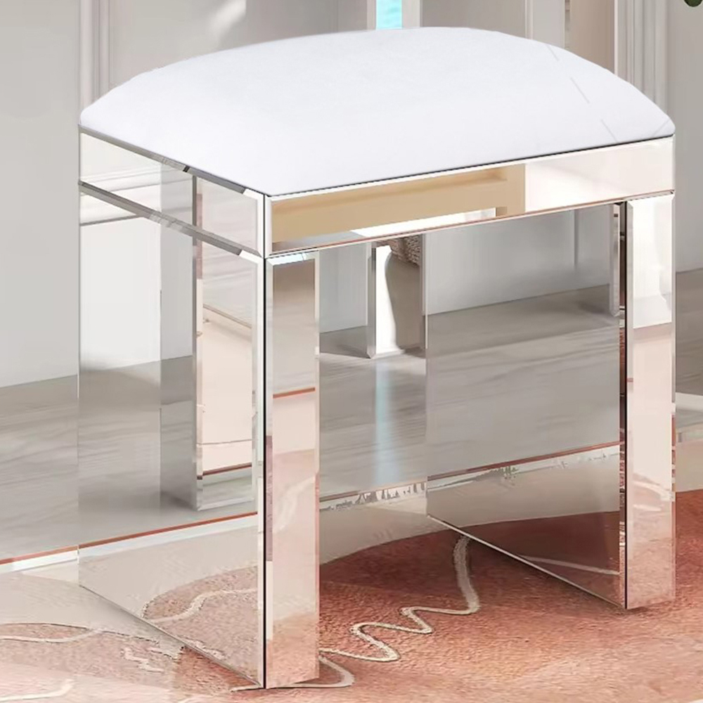 Comfy Living Mirrored Dressing Table Stool Image 2