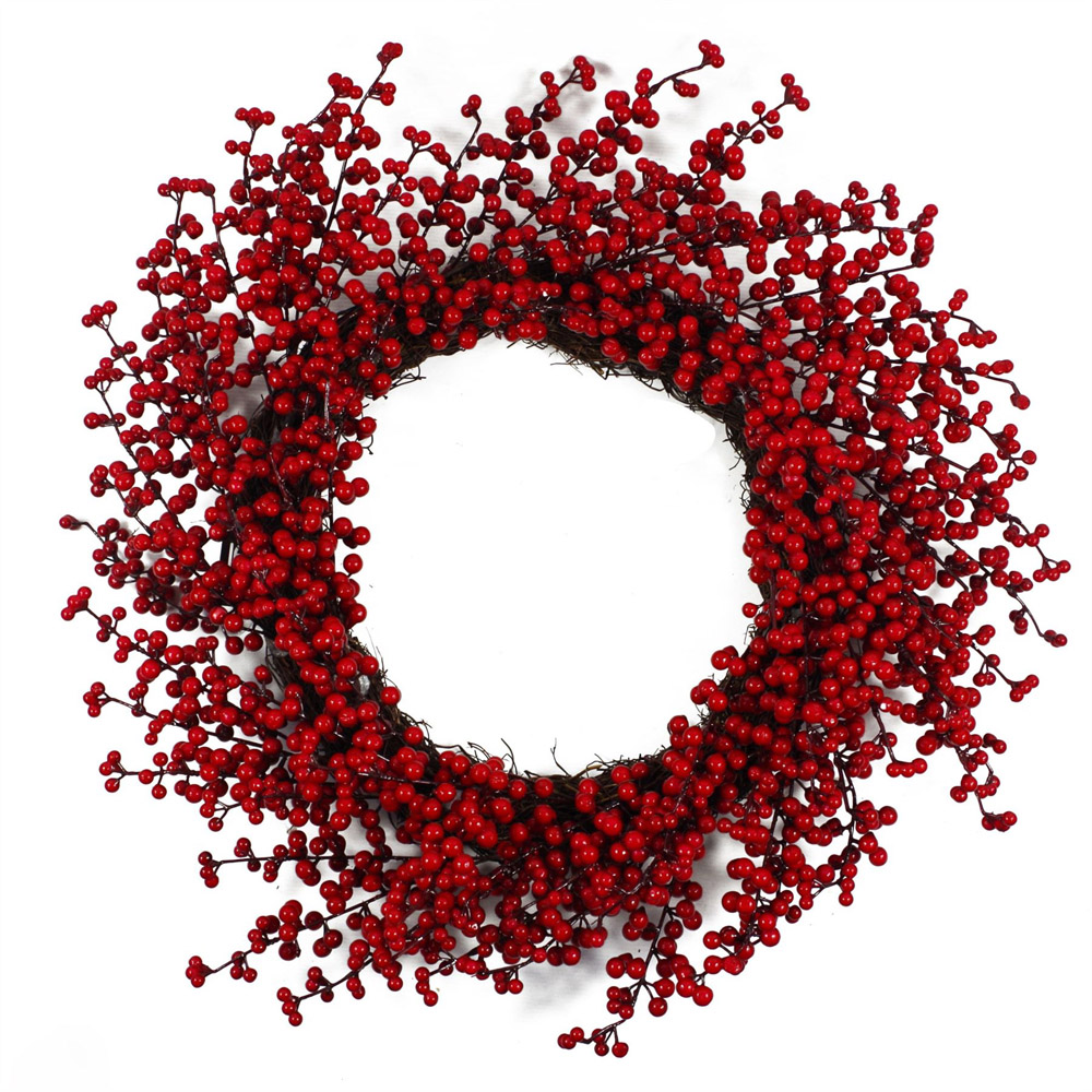 Leaf Luxury Christmas Red Berry Wreath 60cm Image 1