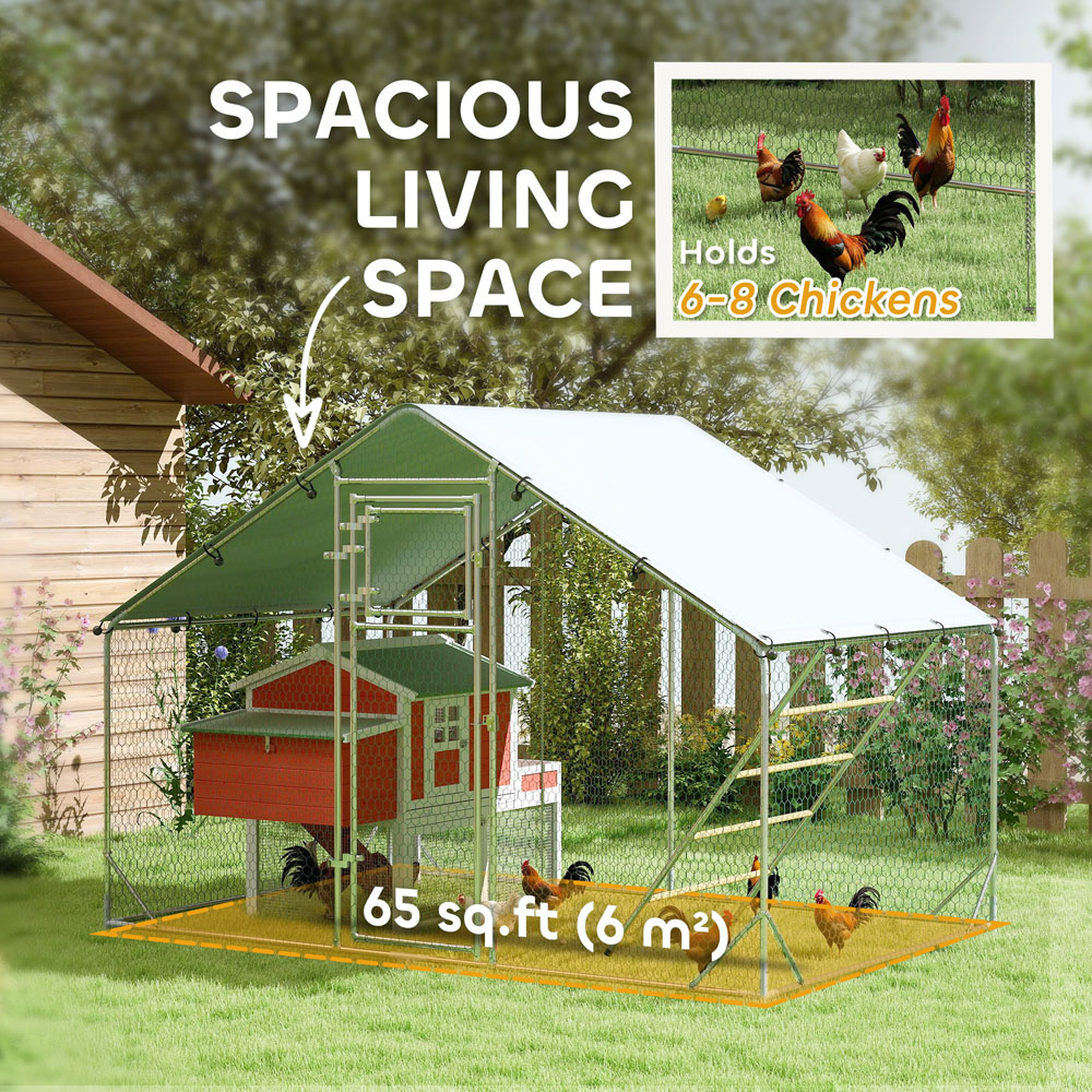 PawHut Walk In Chicken Run with Cover and Hanging Feeder Image 8
