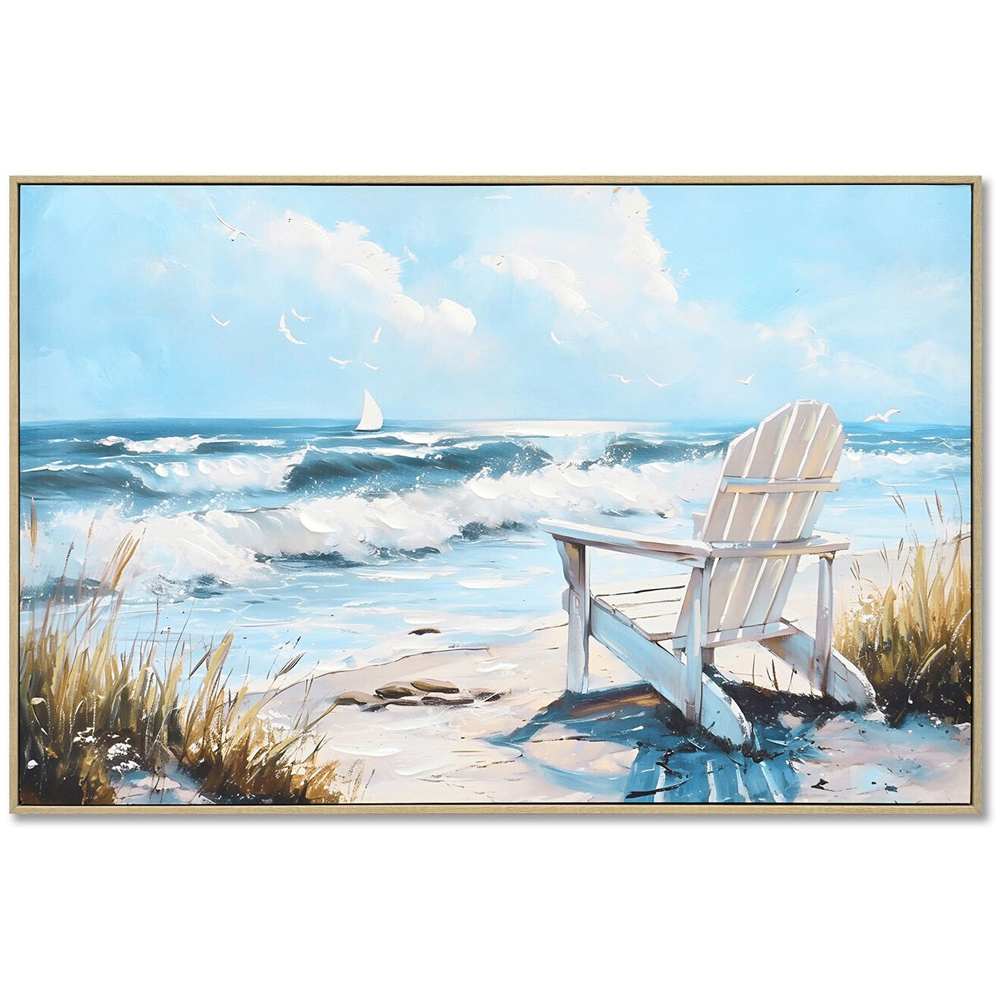 Seashore Deck Chair Framed Art - Blue Image 1