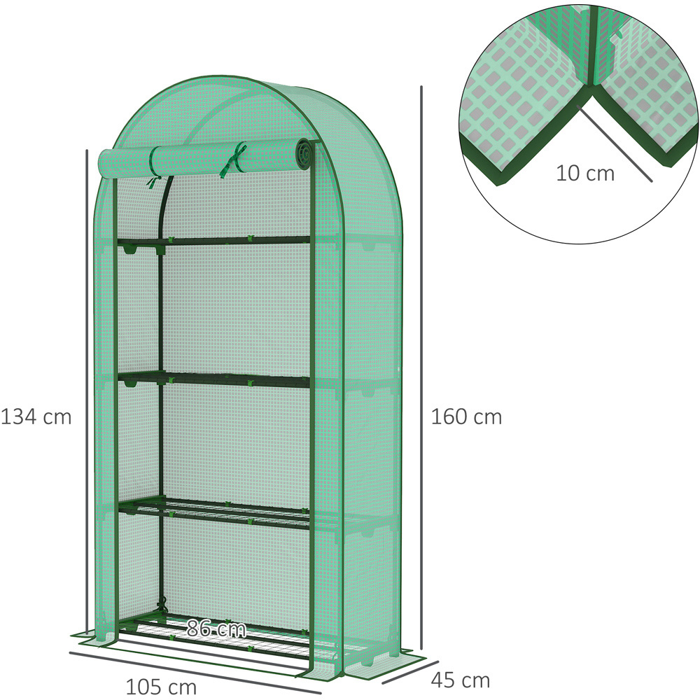 Outsunny Green 4 Shelf PE Cover 3.4 x 1.4ft Mini Greenhouse Image 7