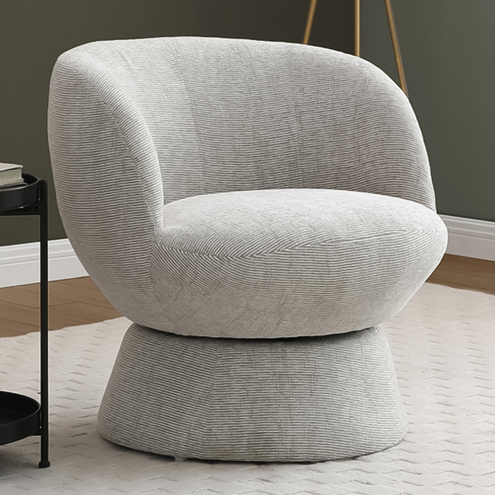 Tom Natural Woven Chenille Swivel Accent Tub Chair Image 1