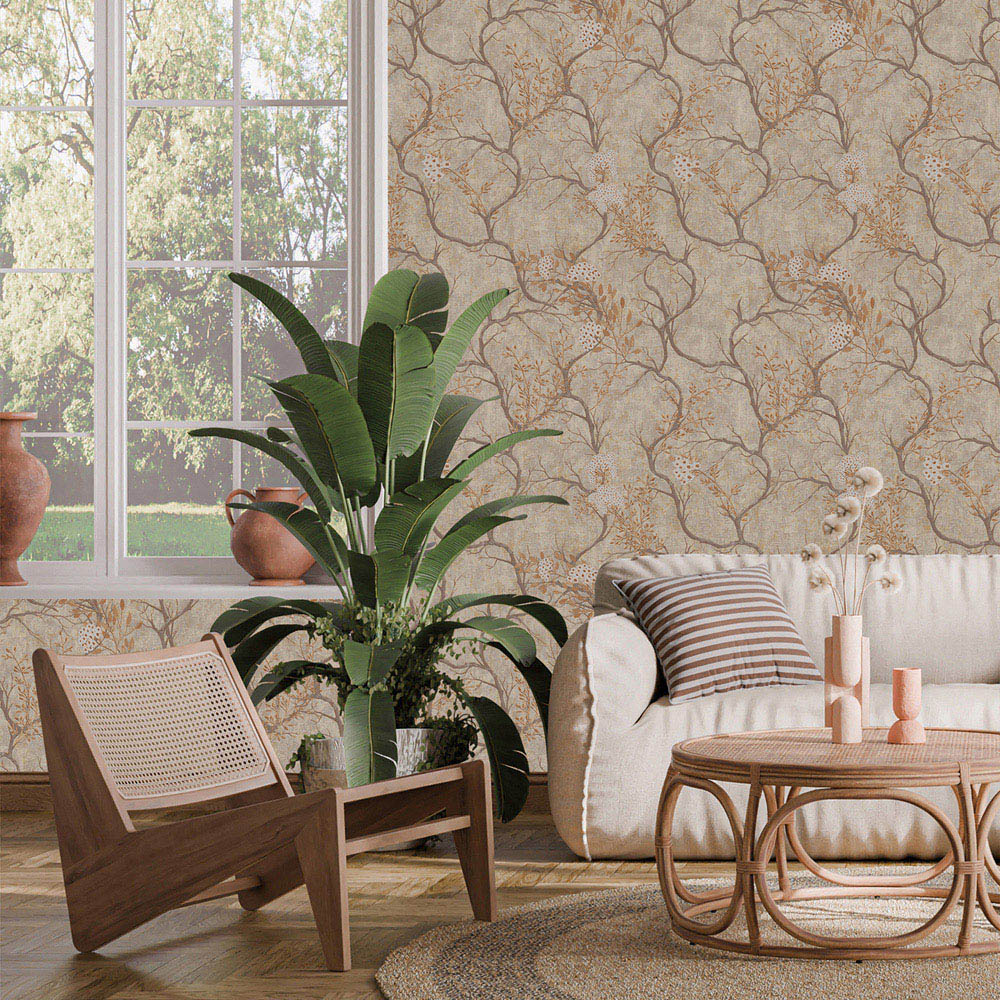 Rasch Wallpaper Albero Mocha Vinyl Wallpaper Image 3