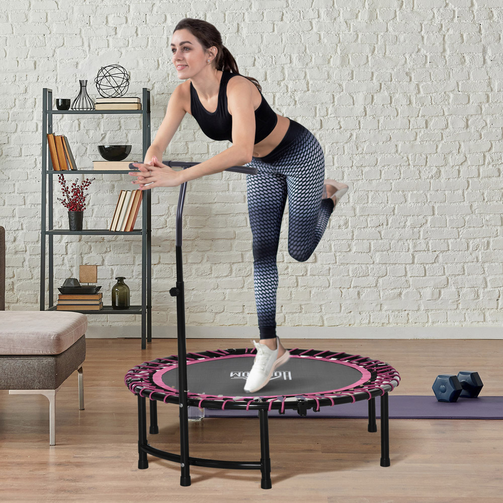 HOMCOM 4ft Pink Mini Adjustable Fitness Trampoline Image 2