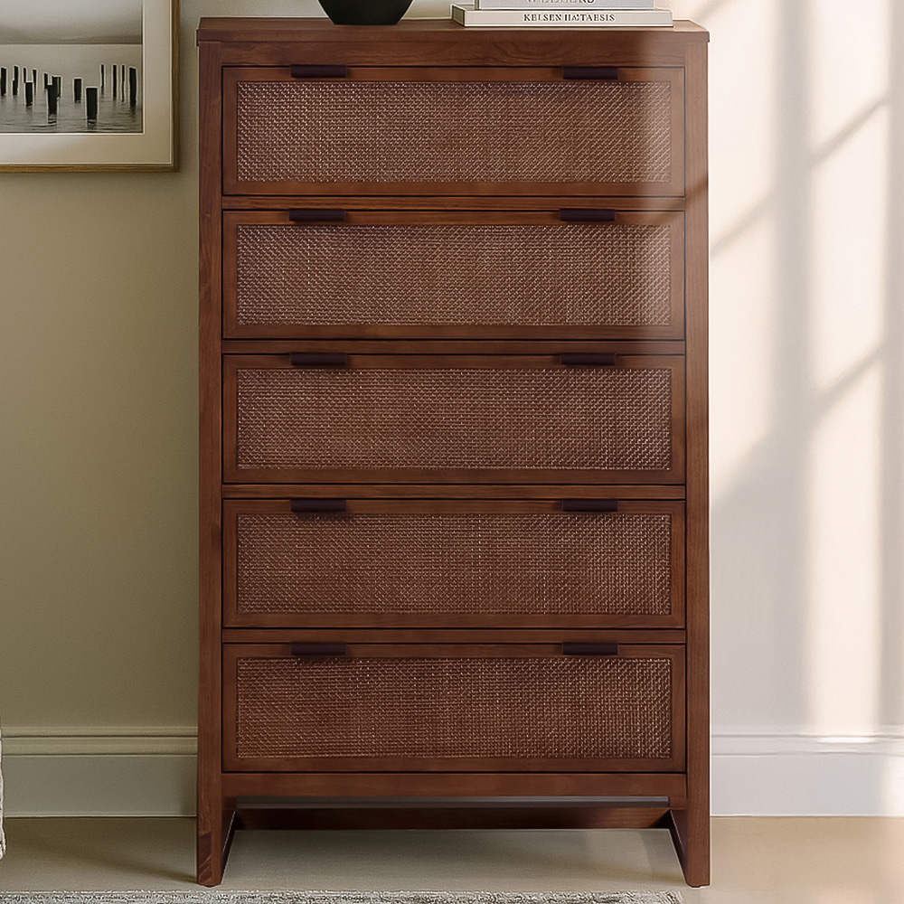 Teamson Home Hatteras 5 Drawer Walnut Dresser Image 1