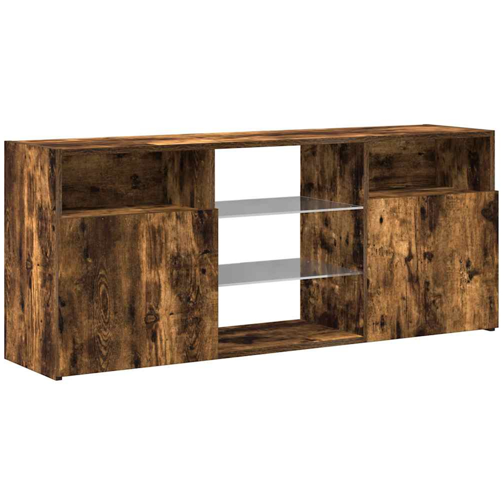 vidaXL 2 Door 4 Shelf Smoked Oak TV Cabinet with LED Lights Image 6