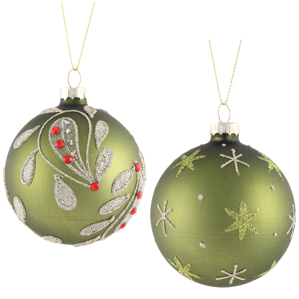 Patterned Bauble Olive Green - Olive Green Image 1