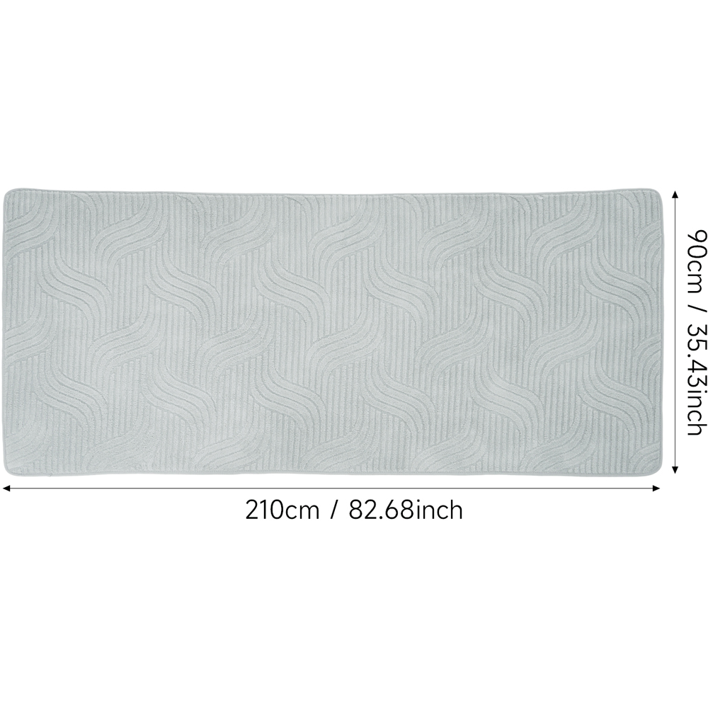 Living and Home 210 x 90cm Light Grey Minimalist Wavy Geometric Non-Slip Sofa Mat Image 8