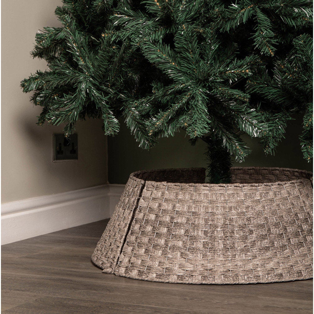 Samuel Alexander KD Large Grey Plastic Wicker Rattan Christmas Tree Skirt 24 x 70cm Image 3