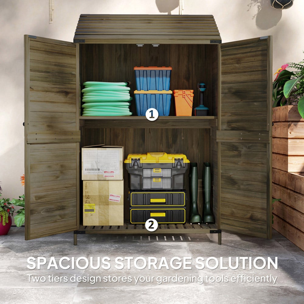 Outsunny 1.7 x 3.3ft Green Wooden Garden Storage Shed Image 7