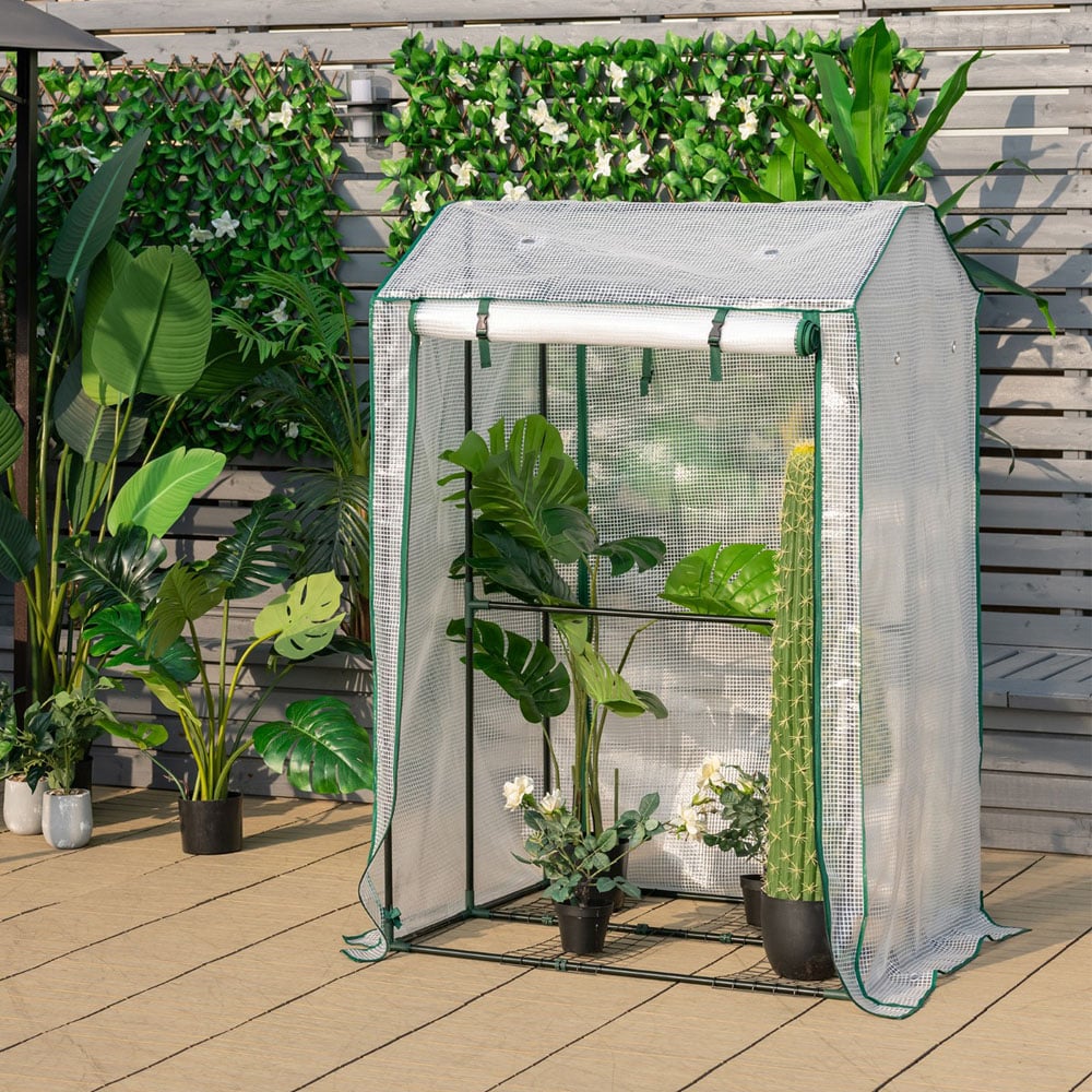 Costway Garden Grow Green House with 4 Shelves and Zippered Door Image 4