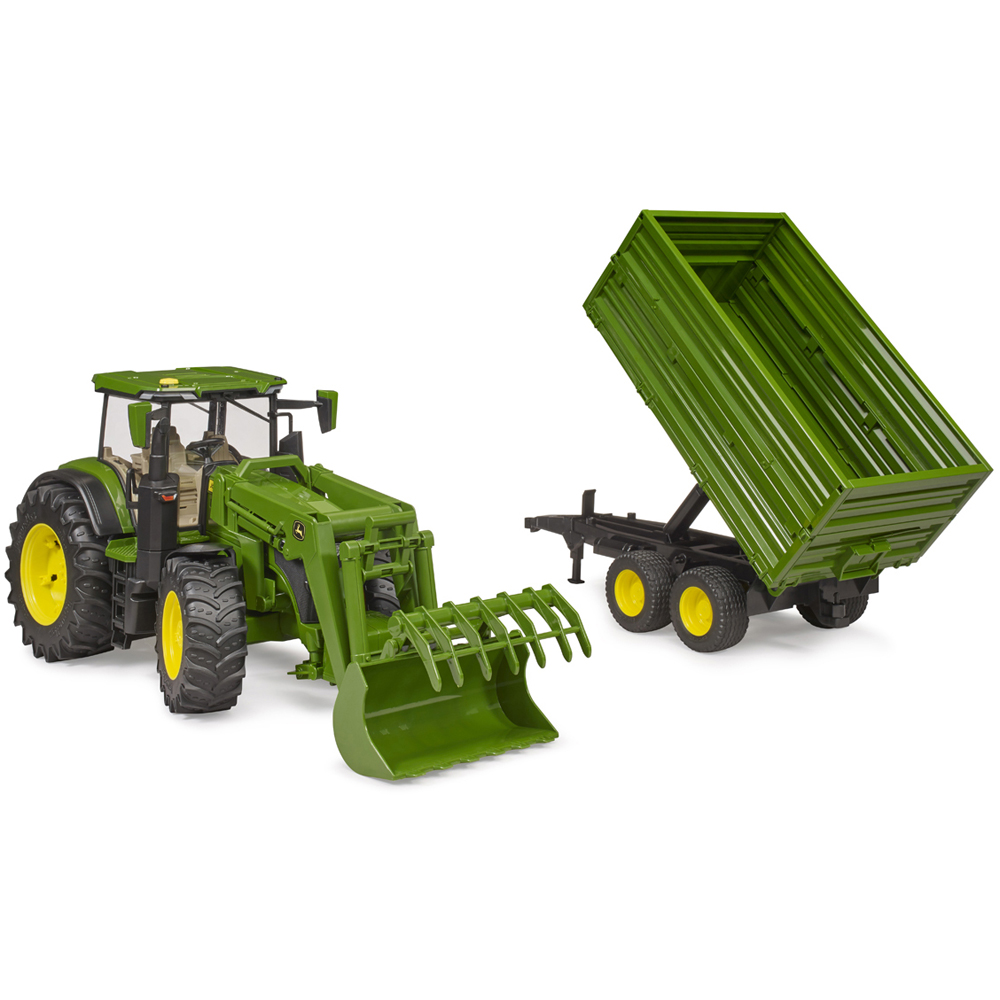 Bruder Kids John Deere 7R 350 with Front Loader and Tandemaxle Tipping Trailer Playset Model Image 5