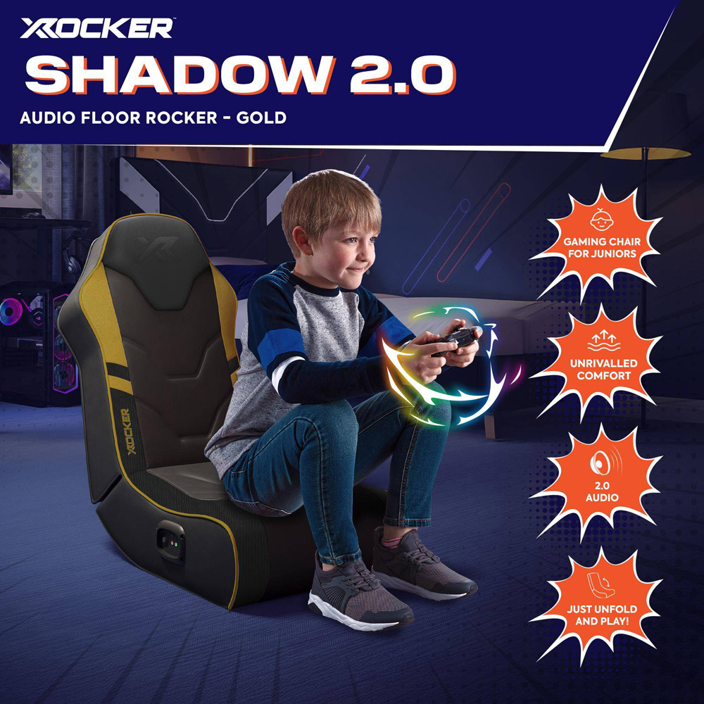 X Rocker Shadow 2.0 Gold Floor Rocker Gaming Chair Image 2
