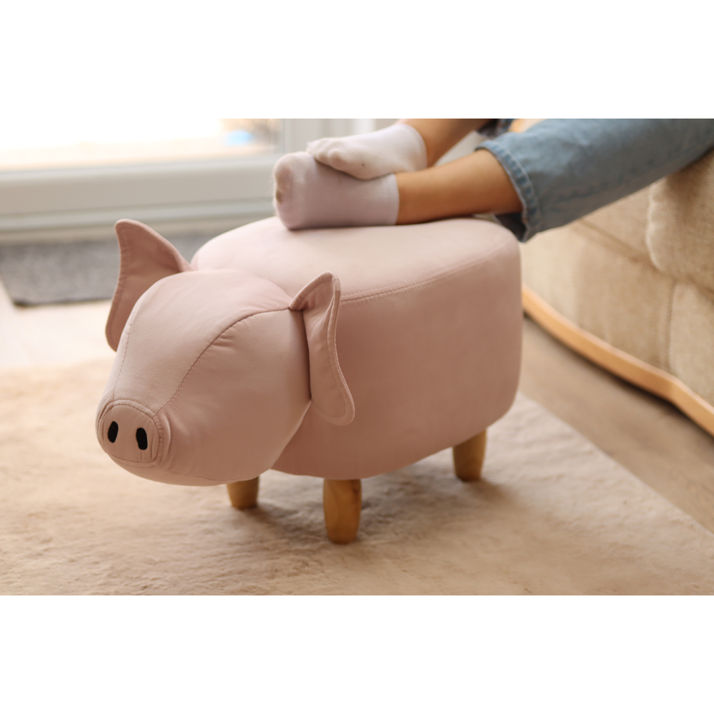 Gardeco Pinky The Pig Pink Velvet Footstool Image 8