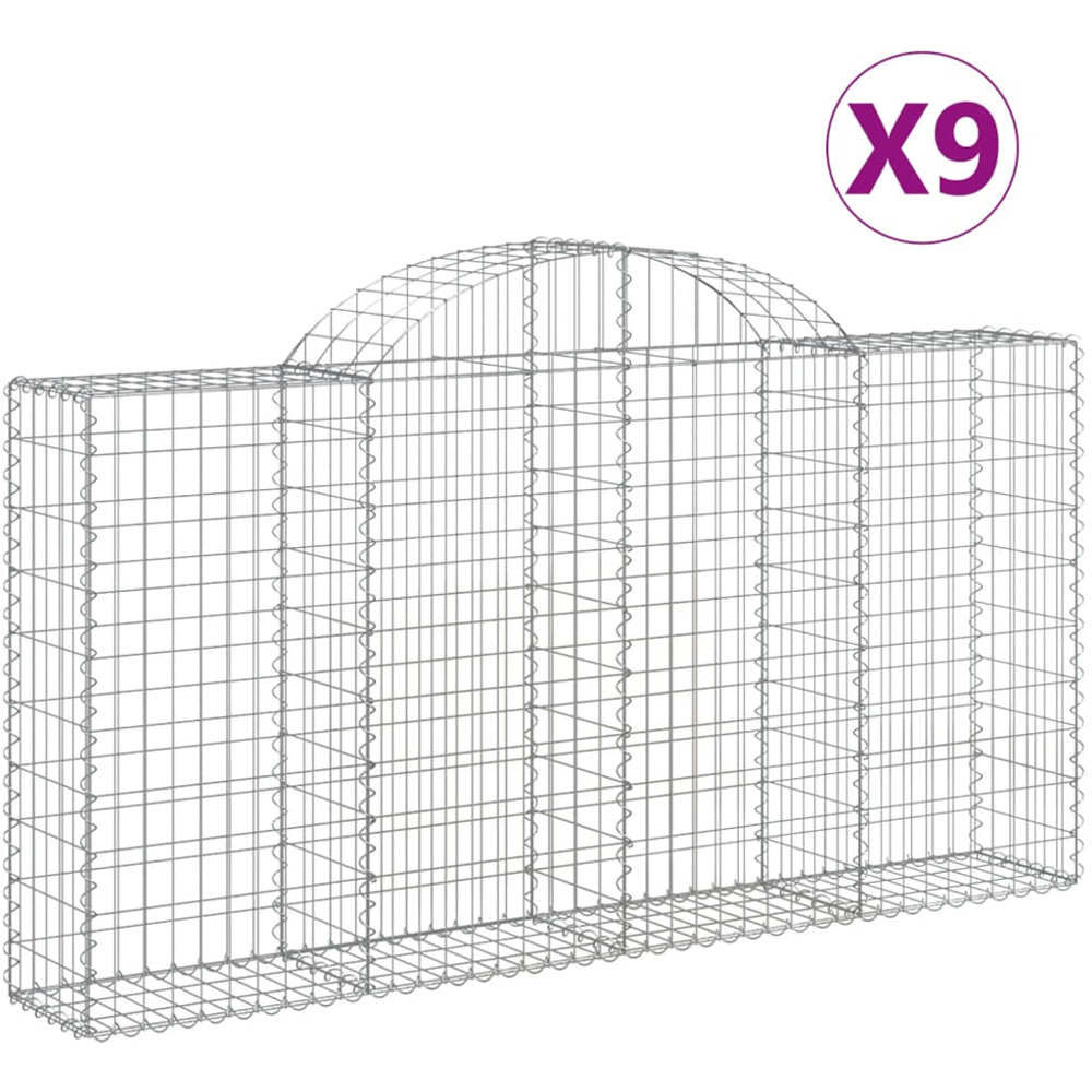 vidaXL Silver Galvanised Iron Gabion Basket 200 x 30 x 100/120cm 9 Pack Image 4