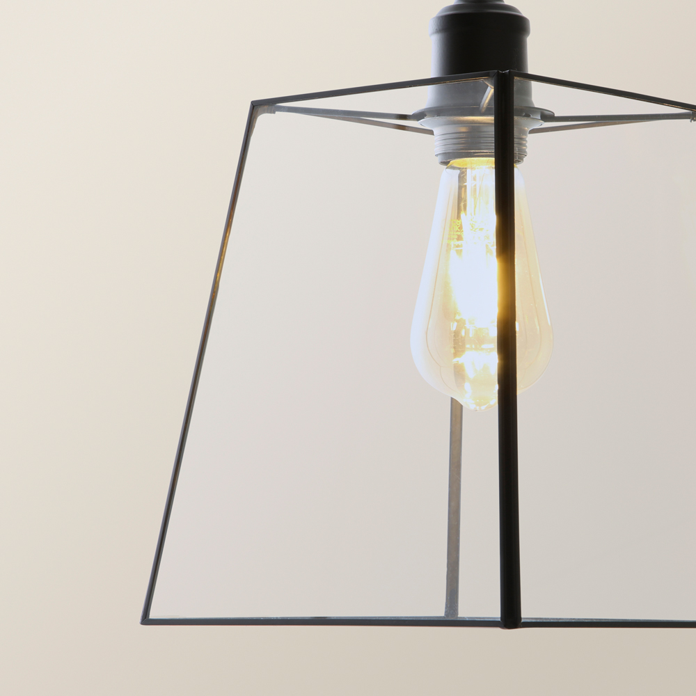ValueLights Susie Glass Lantern 3 Drop Matte Black Diner LED Ceiling Pendant Light Image 4